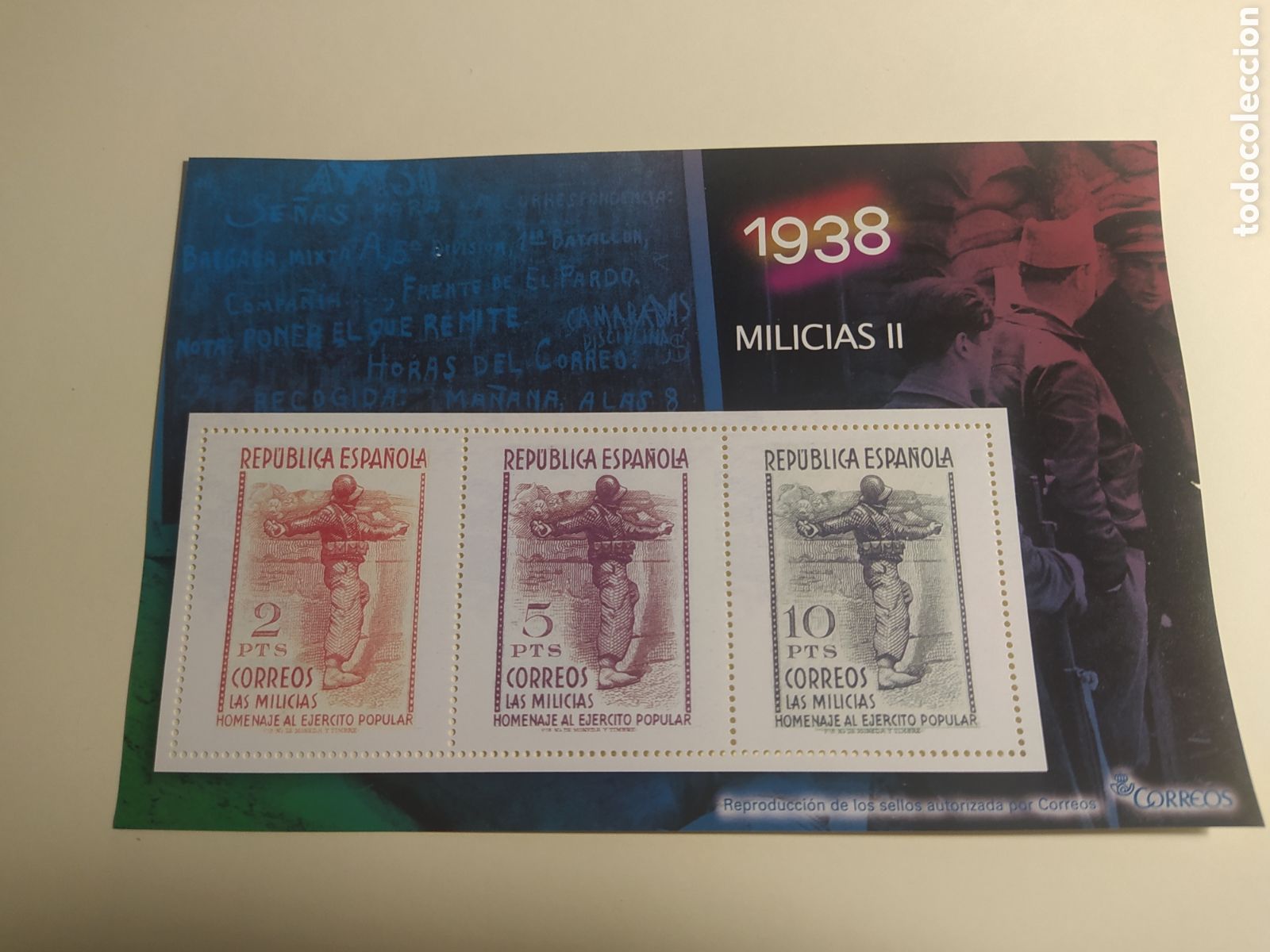 Francobolli: HOJA 25. MILICIAS II 1938. LA GUERRA CIVIL ESPA&Ntilde;OLA EN SELLOS. EL MUNDO, A&Ntilde;O 2006