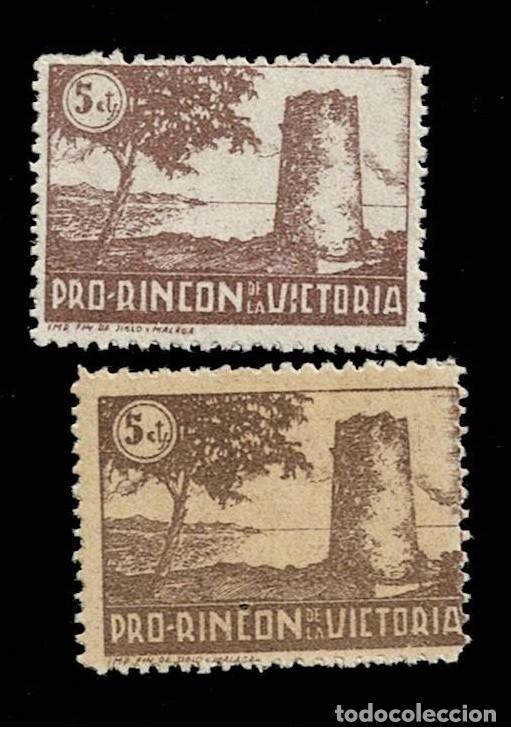 Selos: Guerra Civil RINCON DE LA VICTORIA Galvez n&ordm; 621 Pareja Variedades Papel GRUESO BLANCO y Papel GRU