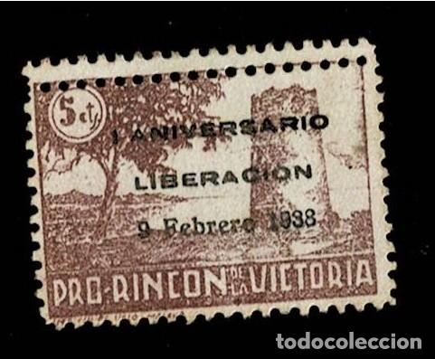 Selos: Guerra Civil RINCON DE LA VICTORIA Galvez n&ordm; B736 Scga. ORO Variedades DOBLE DENTADO s. Papel GRUESO