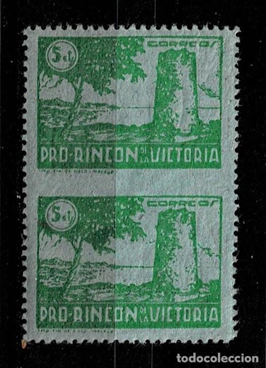 Selos: Guerra Civil RINCON DE LA VICTORIA Galvez n&ordm; B734 Color VERDE s. AZUL Pareja VERTICAL Variedad SIN D