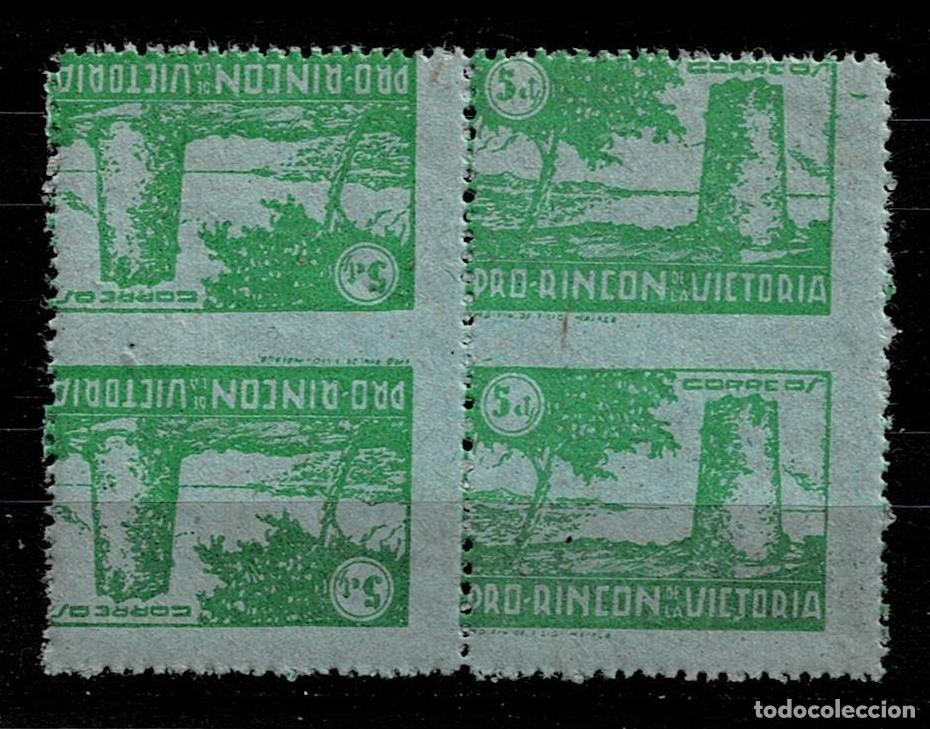 Selos: Guerra Civil RINCON DE LA VICTORIA Galvez n&ordm; B734T Parejas HORIZONTALES formando Bloque de 4 Color