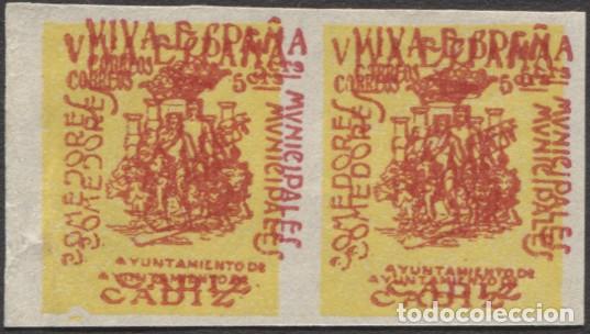 Timbres: C&Aacute;DIZ - Comedores Municipales - Pareja horizontal sin dentar Tipo II doble impresi&oacute;n