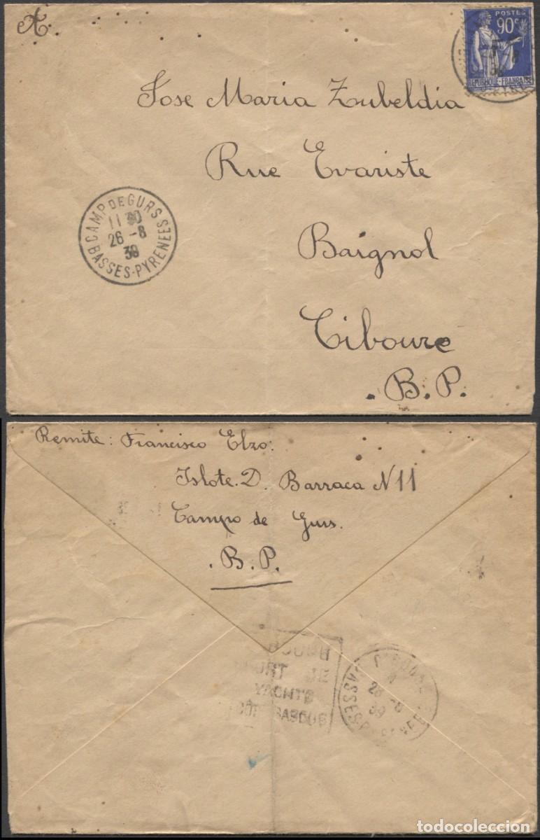 Briefmarken: Sobre desde Campo de Refugiados de Gurs a Ciboure