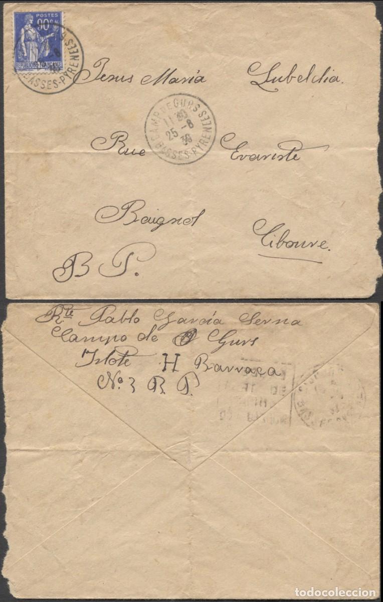Briefmarken: Sobre desde Campo de Refugiados de Gurs a Ciboure