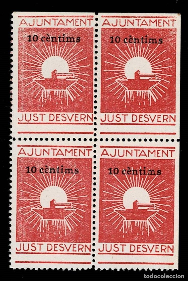 Selos: Guerra Civil JUST DESVERN (San Justo Desvern) Fesofi n&ordm; 12 en Bloque de 4 Valor 10 cts EN LA PARTE S