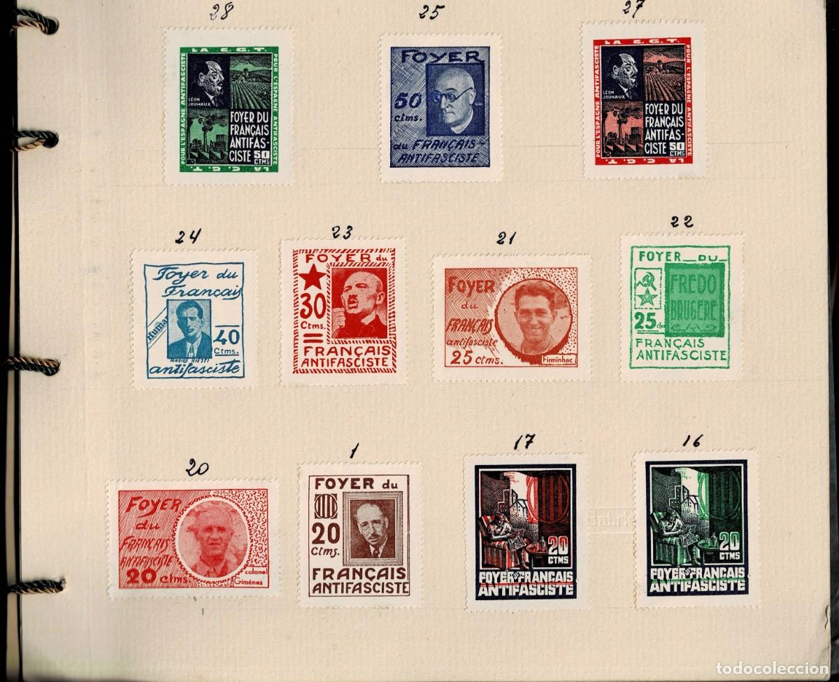 Selos: L32-1 Guerra Civil FOYER DU FRAN&Ccedil;AIS ANTIFASCISTE montados sobre Hoja de Album de Gabriele Sonntag-2