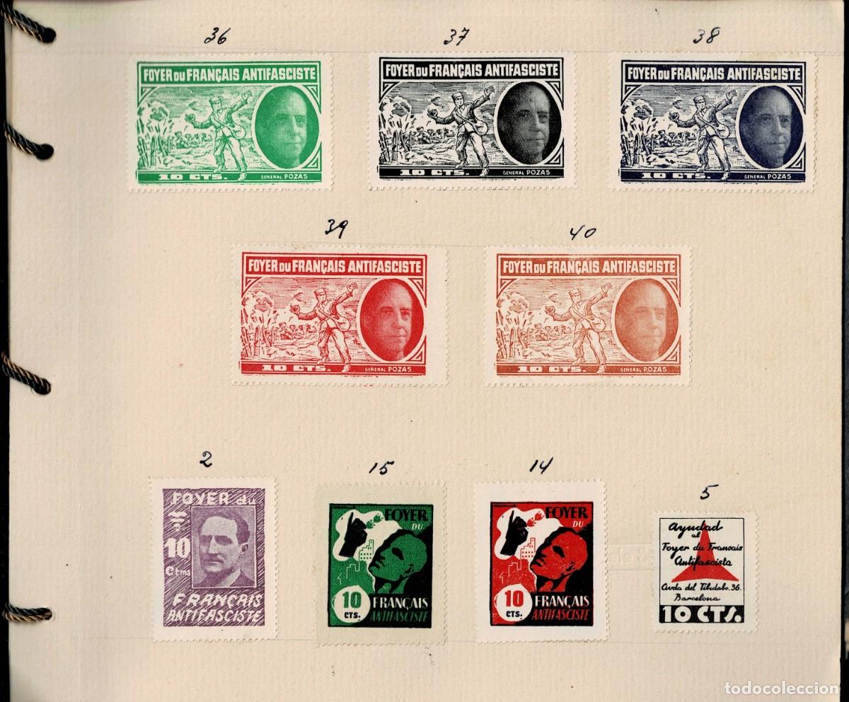 Selos: L32-1 Guerra Civil FOYER DU FRAN&Ccedil;AIS ANTIFASCISTE montados sobre Hoja de Album de Gabriele Sonntag-4