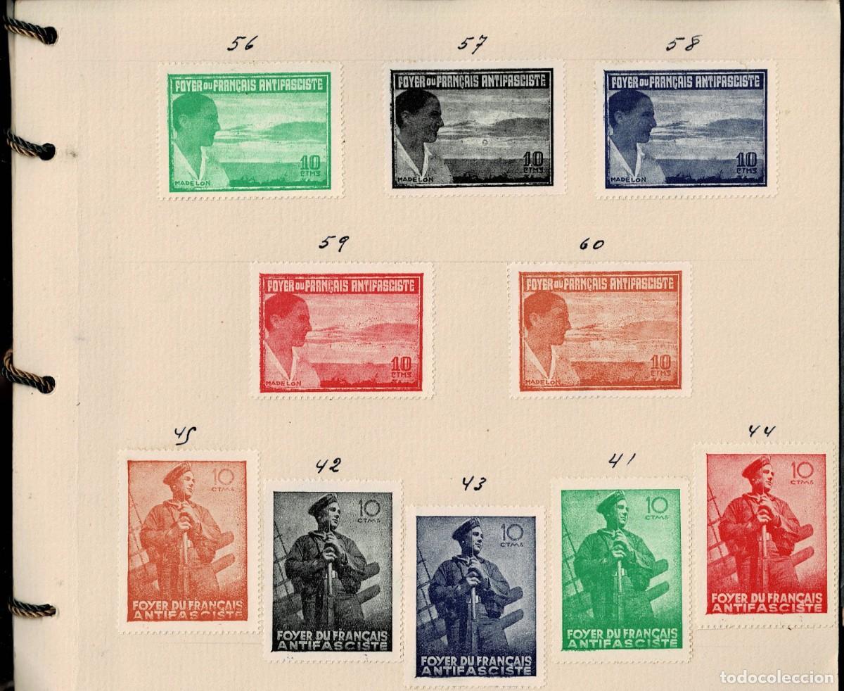 Selos: L32-1 Guerra Civil FOYER DU FRAN&Ccedil;AIS ANTIFASCISTE montados sobre Hoja de Album de Gabriele Sonntag-5
