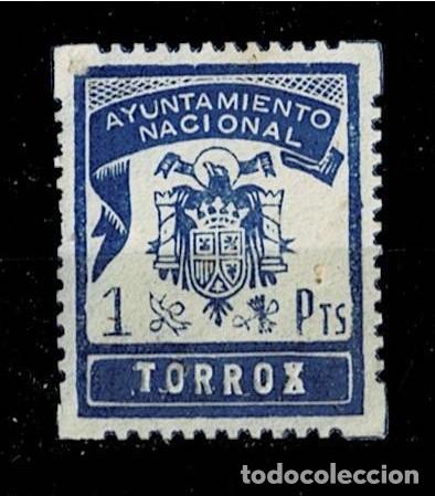 Selos: Guerra Civil TORROX Ayuntamiento Nacional Valor 1 pts. Color AZUL Sin goma. VER