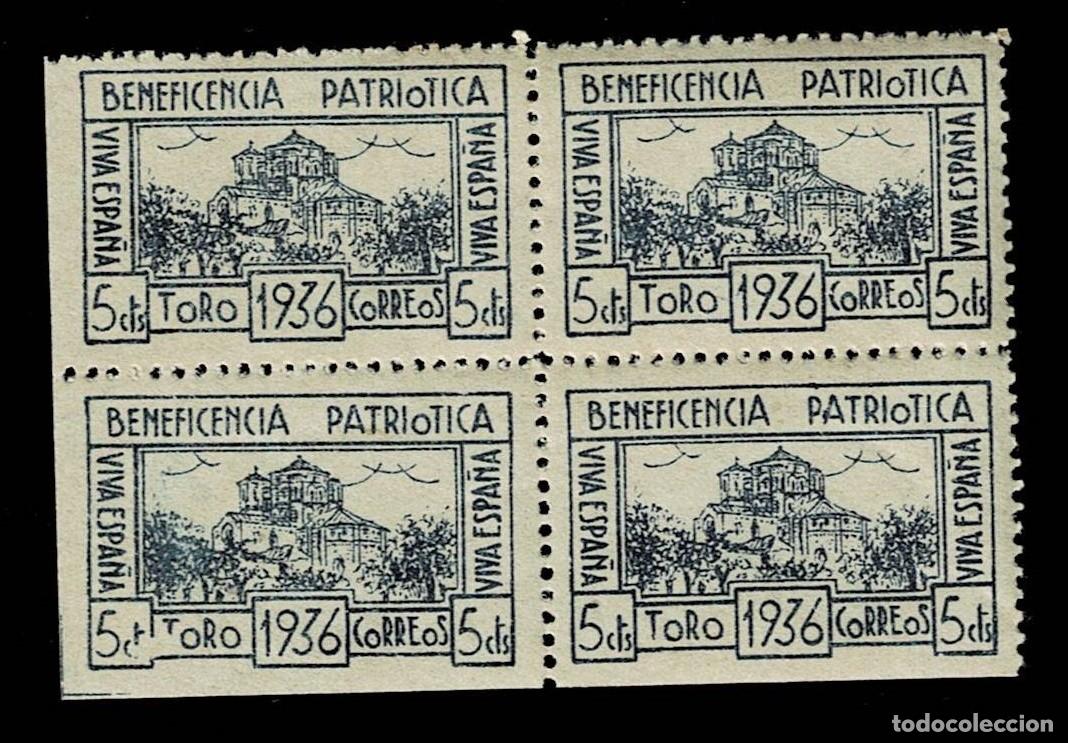 Selos: 0520 Guerra Civil TORO Fesofi n&ordm; 1a en un Bloque de 4 Variedad SIN (S) en cts Sin fijasellos VER