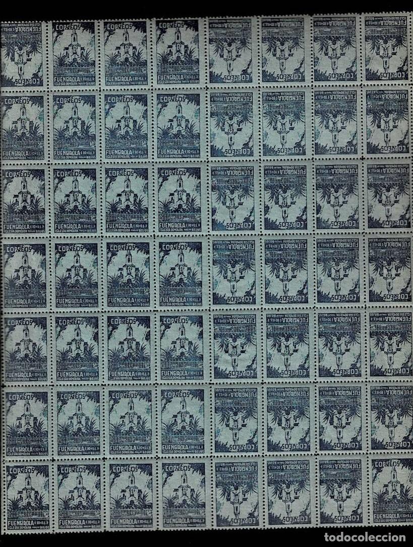 Francobolli: L25-52 Guerra Civil FUENGIROLA IGLESIA DEMOLIDAColor AZUL s. AZUL Hoja de 56 valores VER