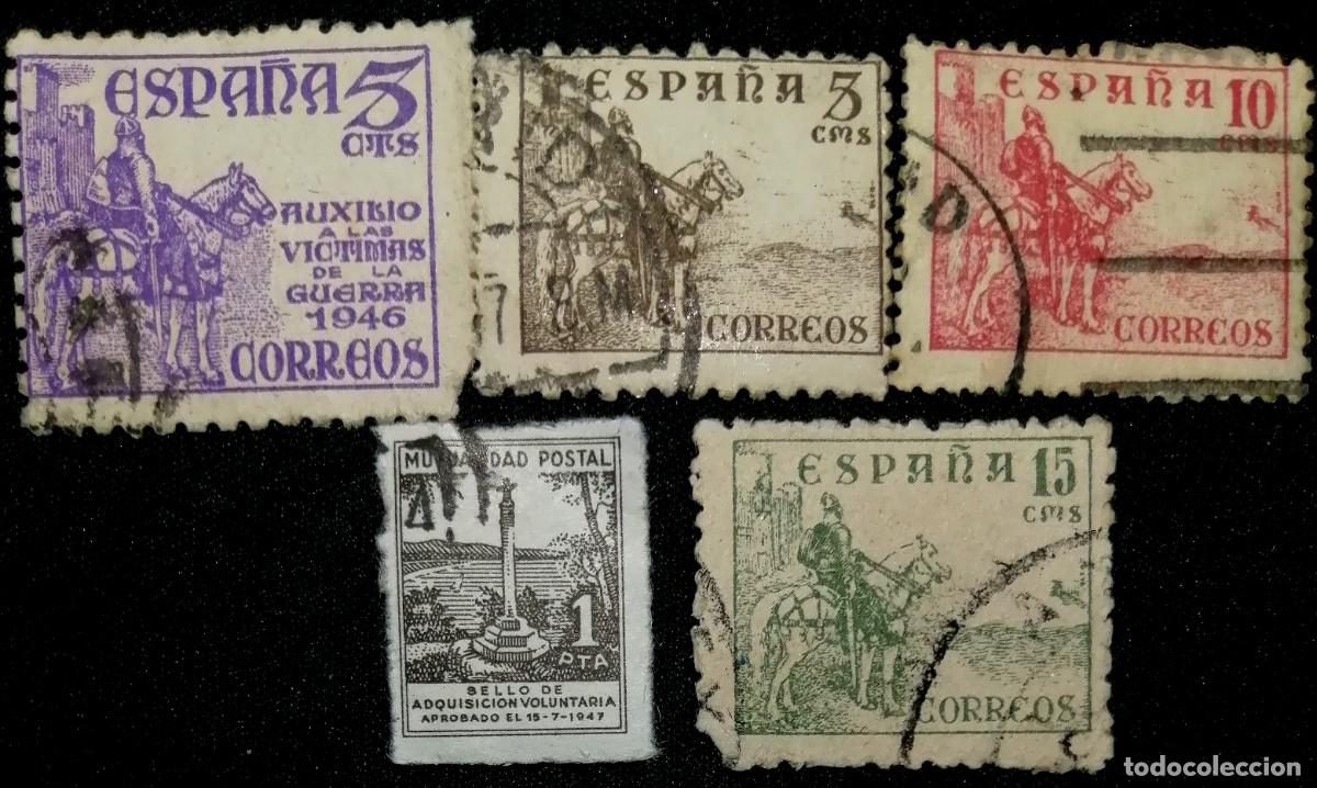 Stamps: 8 SELLOS VARIOS,AUXILIO VICTIMAS GUERRA, MUTUALIDAD POSTAL.USADOS MATASELLO