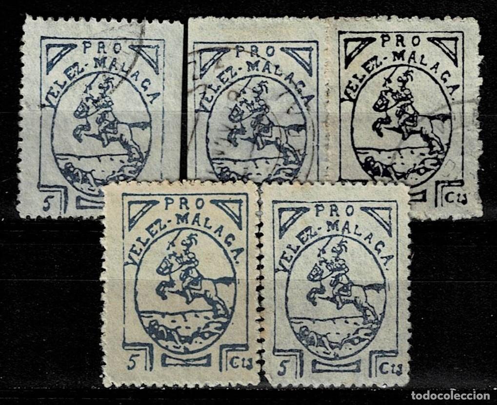 Selos: Guerra Civil VELEZ-MALAGA Fesofi n&ordm; 2 Papel GRISACEO DELGADO SIN ENGOMAR diversas VARIEDADES Ver.