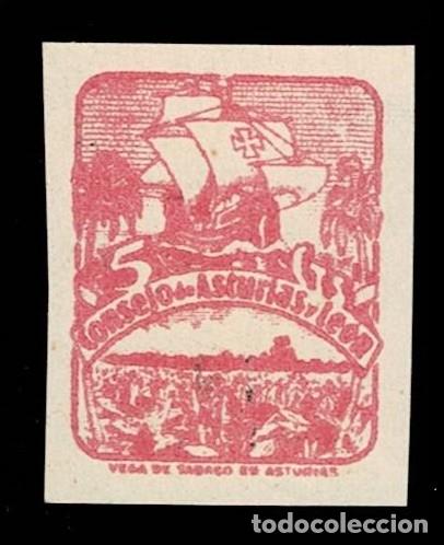 Timbres: 0022- 9 Guerra Civil ASTURIAS Y LEON CAMBIOS DE COLOR Fesofi tipo n&ordm; 6 Color ROSA Papel BLANCO GRUES