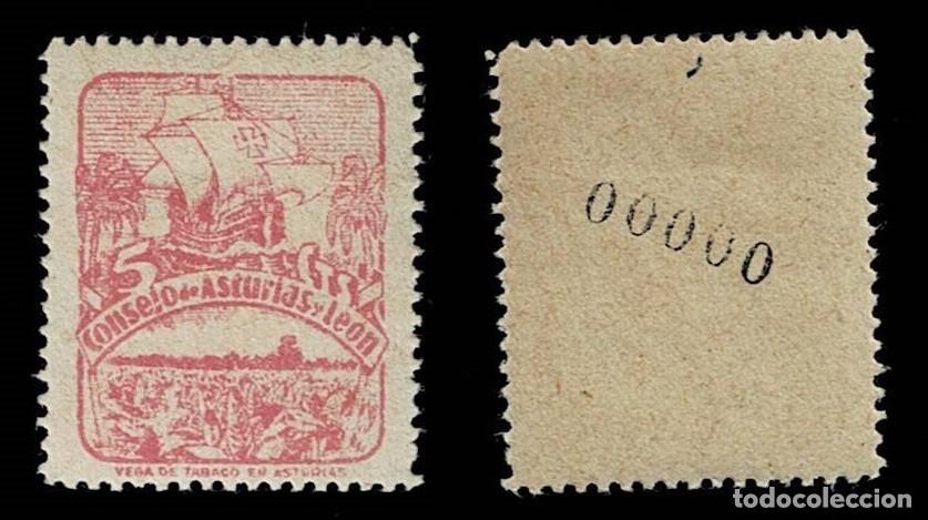Timbres: 9 Guerra Civil Consejo de Asturias y Le&oacute;n CAMBIOS DE COLOR Fesofi n&ordm; 6 Color ROSA -Numeracion 0000
