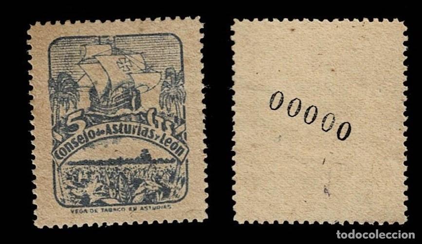 Stamps: 1 Guerra Civil Consejo de Asturias y Le&oacute;n CAMBIOS DE COLOR Fesofi n&ordm; 6 Color GRIS AZULADO numeracion
