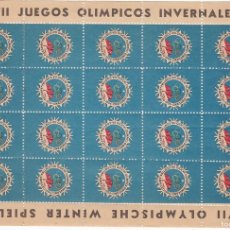 Francobolli: GP-34- HOJA 20 VIÑETAS JUEGOS OLIMPICOS INVIERNO CORTINA D´AMPEZZO 1956 ** SIN FIJASELLOS