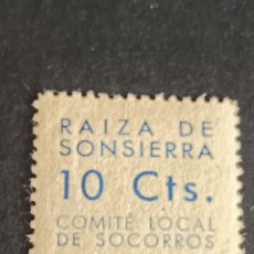 Sellos: GUERRA CIVIL. RAIZA DE SONSIERRA. RIOJA. COMITÉ LOCAL DE SOCORROS. 10 CTS.