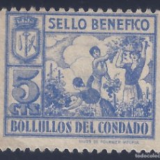 Sellos: BOLLULLOS DEL CONDADO (HUELVA). SELLO BENÉFICO. 5 CTS. MNG.