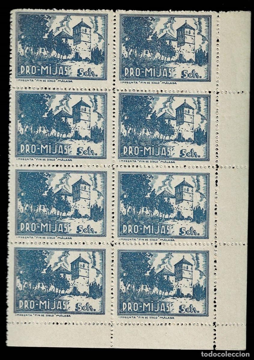 Stamps: A5-14 Guerra Civil MIJAS Fesofi n&ordm; 1 Blooque de 8 ejemplares Sin fijasellos