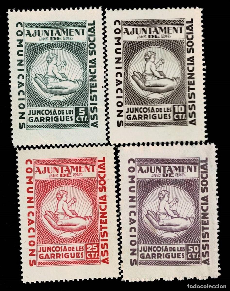 Stamps: A7-10 Guerra Civil JUNCOSA DE LES GARRIGUES Assistencia Social Fesofi n&ordm; 1-4 Sin goma VER