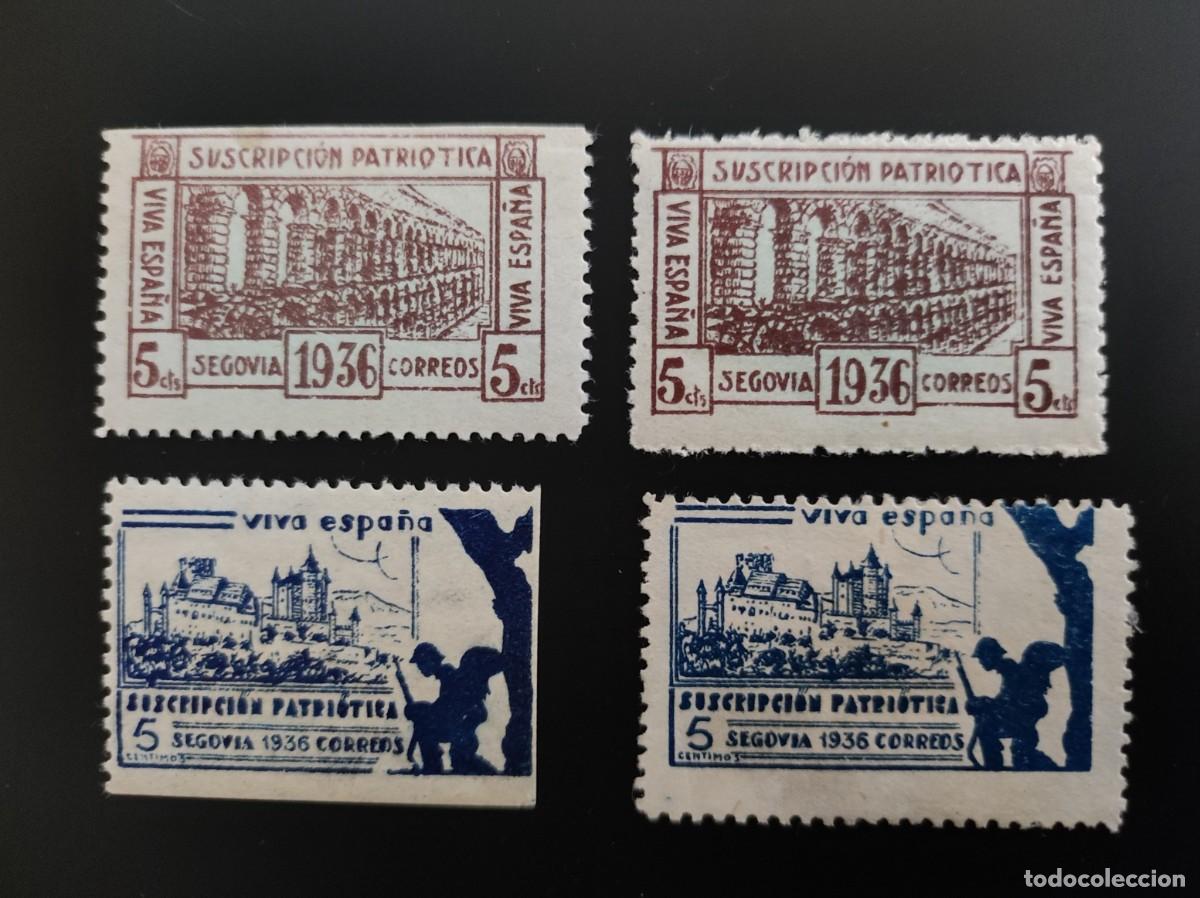 Stamps: ESPA&Ntilde;A.GUERRA CIVIL . SEGOVIA . CUATRO SELLOS NUEVOS, TRES CON CHARNELA. 87