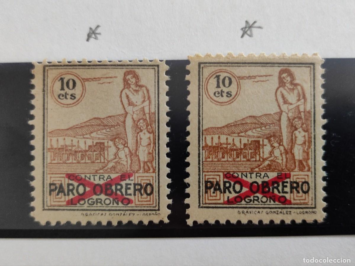 Stamps: ESPA&Ntilde;A.GUERRA CIVIL . LOGRO&Ntilde;O. DOS VALORES NUEVOS CON CHARNELA. FOTO. 89