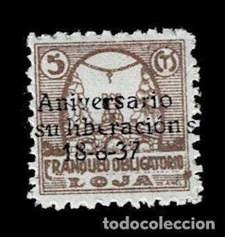 Stamps: Guerra Civil LOJA Fesofi n&ordm; 16 Variedad (18-o-37 en vez de 18-8-37) Con fijasellos