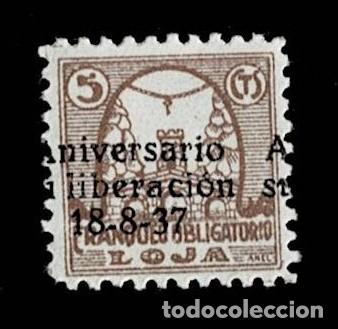 Stamps: Guerra Civil LOJA Fesofi n&ordm; 16 Variedad (A de Aniversario, a la derecha) Sin fijasellos. VER