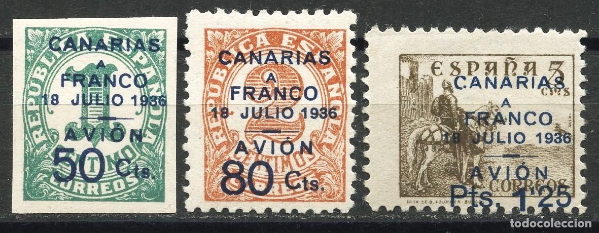 Stamps: GUERRA CIVIL, CORREO A&Eacute;REO, SELLOS REPUPLICANOS Y NACIONALES HABILITADOS, 1937, CANARIAS, SERIE