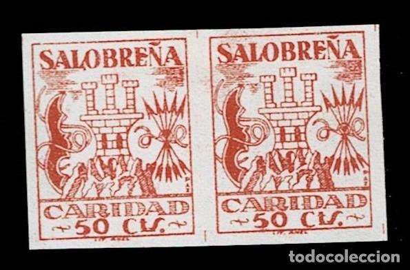 Stamps: Guerra Civil SALOBRE&Ntilde;A Fesofi n&ordm; 6s Variedad SIN DENTAR Valor 50 cts Color NARANJA ROJIZO Con fijas