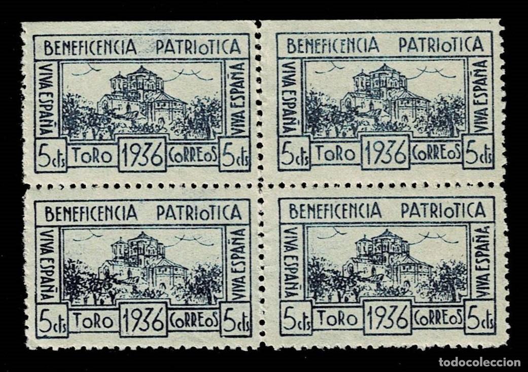 Stamps: 0520 Guerra Civil TORO Fesofi n&ordm; 1 en BLOQUE DE 4 Sin fijasellos VER