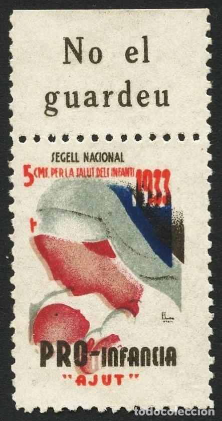 Briefmarken: REP&Uacute;BLICA ESPA&Ntilde;OLA, VI&Ntilde;ETA, AJUT PRO INFANCIA, 1933, PROPAGANDA, NO EL GUARDEU