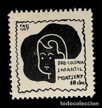 Briefmarken: CL4-15-51 Guerra Civil MONTSENY (Barcelona) Pro Colonia Infantil Fesofi n&ordm; 1 Valor 10 cts. Color NEG