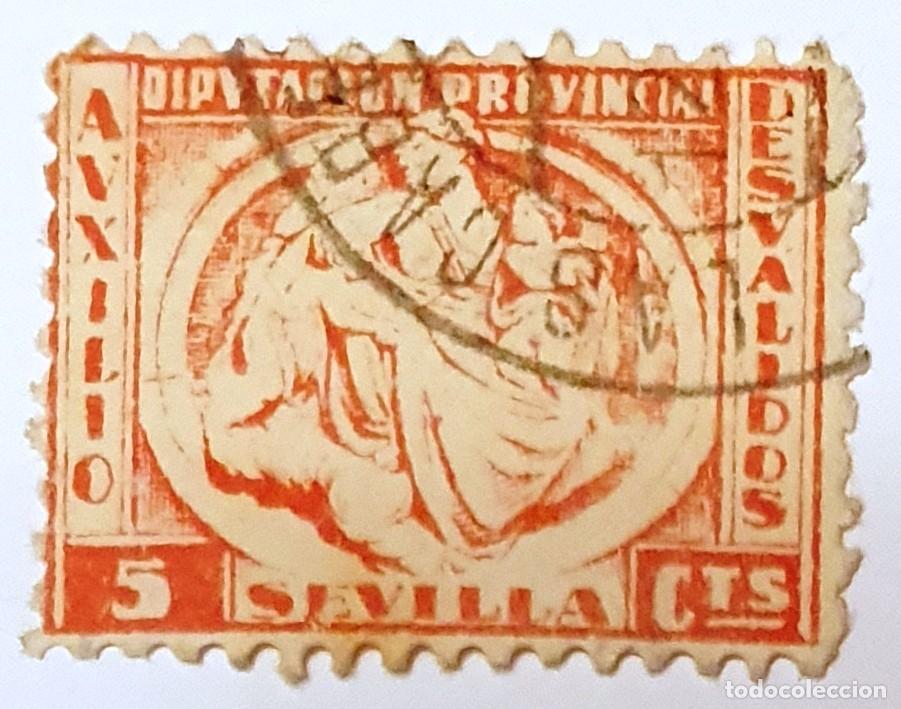 Sellos: AUXILIO DESVALIDOS SEVILLA. 5 CTS. - Foto 1