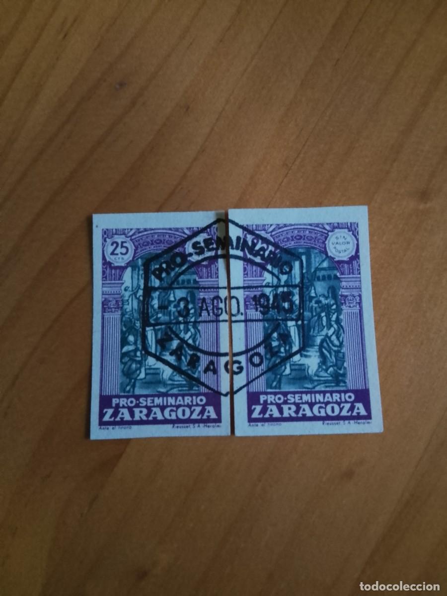 Timbres: ESPA&Ntilde;A - V/F 25 CTS - PRO SEMINARIO ZARAGOZA - SIN VALOR POSTAL -CON GOMA - MATASELLO IDENTIFICATIVO