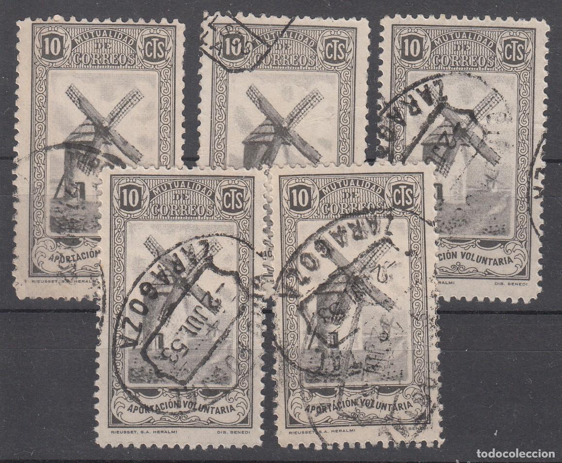 Timbres: MUTUALIDAD DE CORREOS. 10 C&Eacute;NTIMOS. APORTACI&Oacute;N VOLUNTARIA. CONJUNTO DE 5 SELLOS.