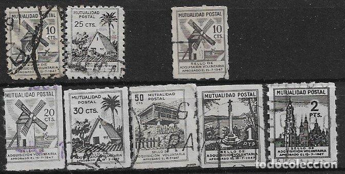 Timbres: BENEFICENCIA Mutualidad Postal, formato muy reducido, EDIFIL n&ordm; 8 ejemplares (o)