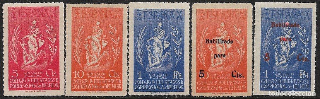 Briefmarken: BENEFICENCIA Hu&eacute;rfanos de correos, 1943 N&ordf; Sra. del Pilar, G&Aacute;LVEZ n&ordm; 84 a 88 * *