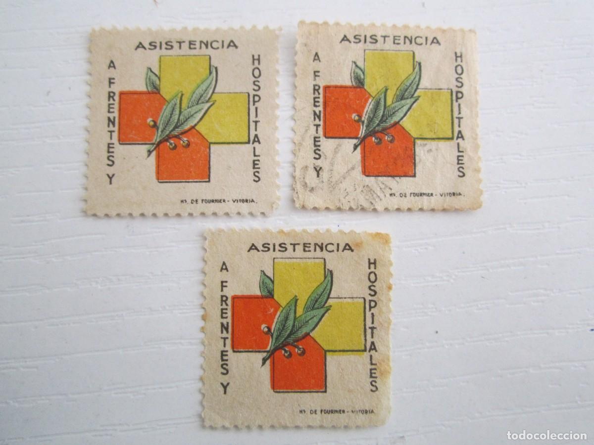 Briefmarken: LOTE DE 3 SELLOS BENEFICOS ASISTENCIA A FRENTES Y HOSPITALES S/C
