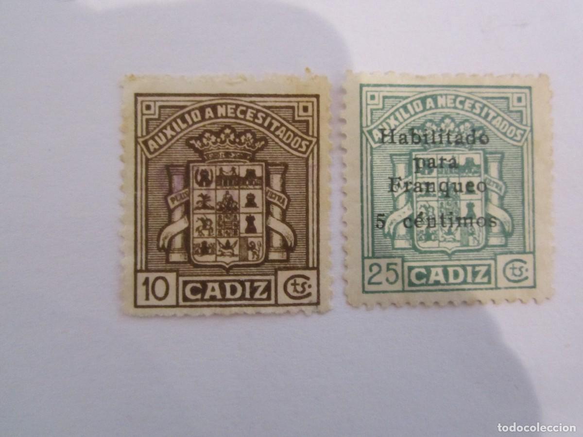 Timbres: LOTE DE 2 SELLOS BENEFICOS DE CADIZ S/C