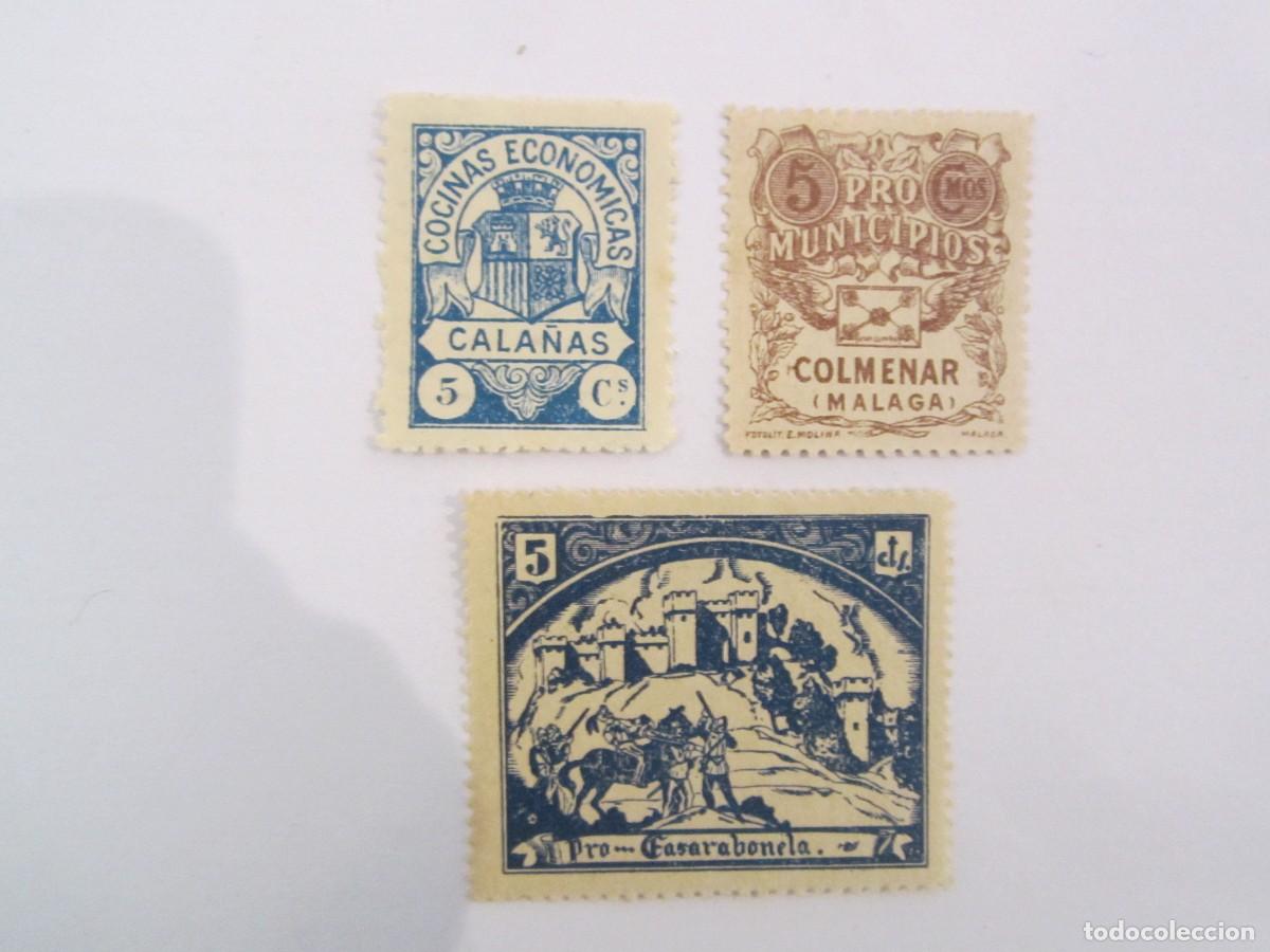 Timbres: LOTE DE 3 SELLOS BENEFICOS CALA&Ntilde;AS,COLMENAR, Y CASARABONELA S/C