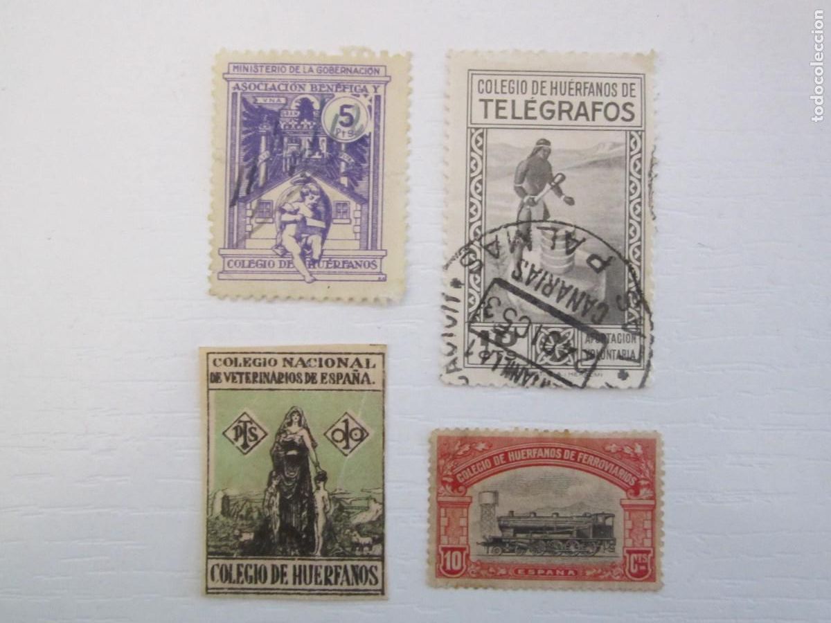 Timbres: LOTE DE 4 SELLOS BENEFICOS COLEGIOS DE HUERFANOS