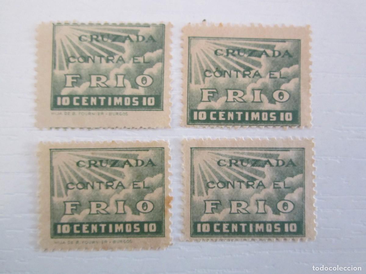 Timbres: LOTE DE 4 SELLOS BENEFICOS CRUZADA CONTRA EL FRIO S/C
