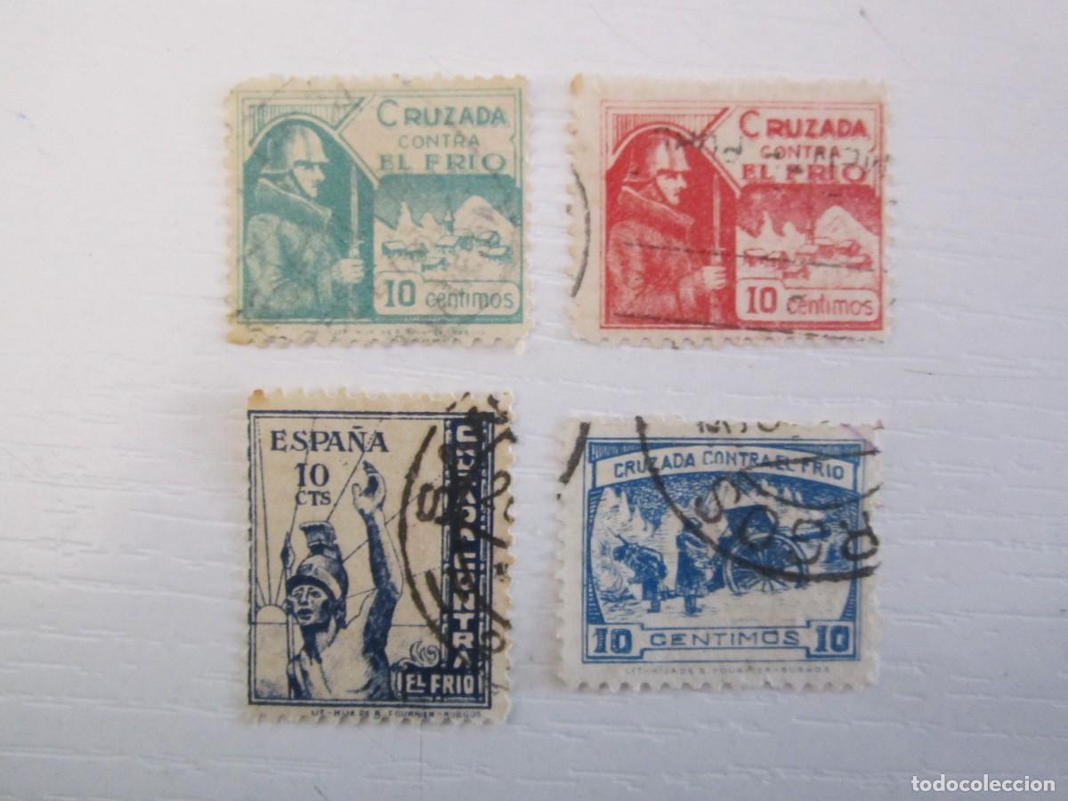 Timbres: LOTE DE 4 SELLOS BENEFICOS CRUZADA CONTRA EL FRIO