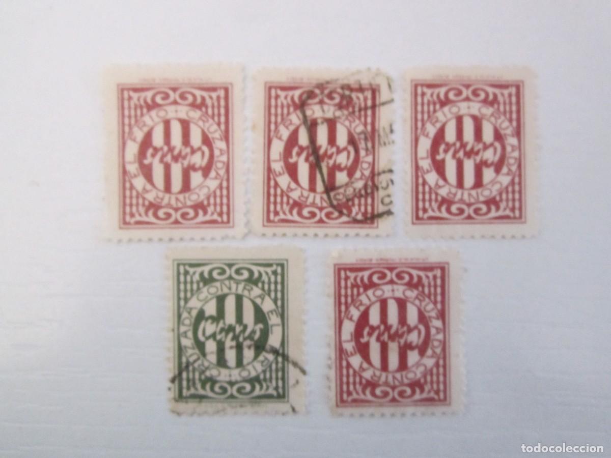 Timbres: LOTE DE 5 SELLOS BENEFICOS CRUZADA CONTRA EL FRIO 3 S/C