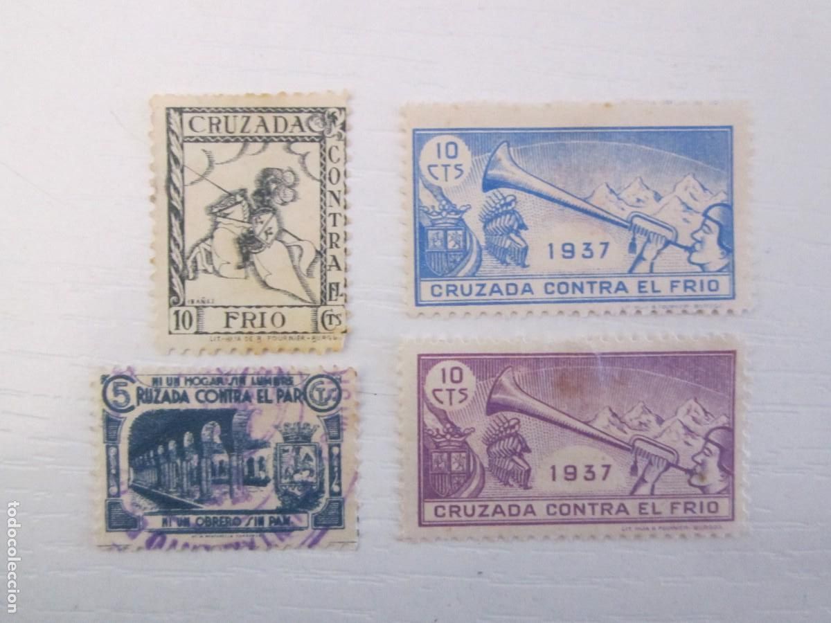 Timbres: LOTE DE 4 SELLOS BENEFICOS CRUZADA CONTRA EL FRIO 3 S/C