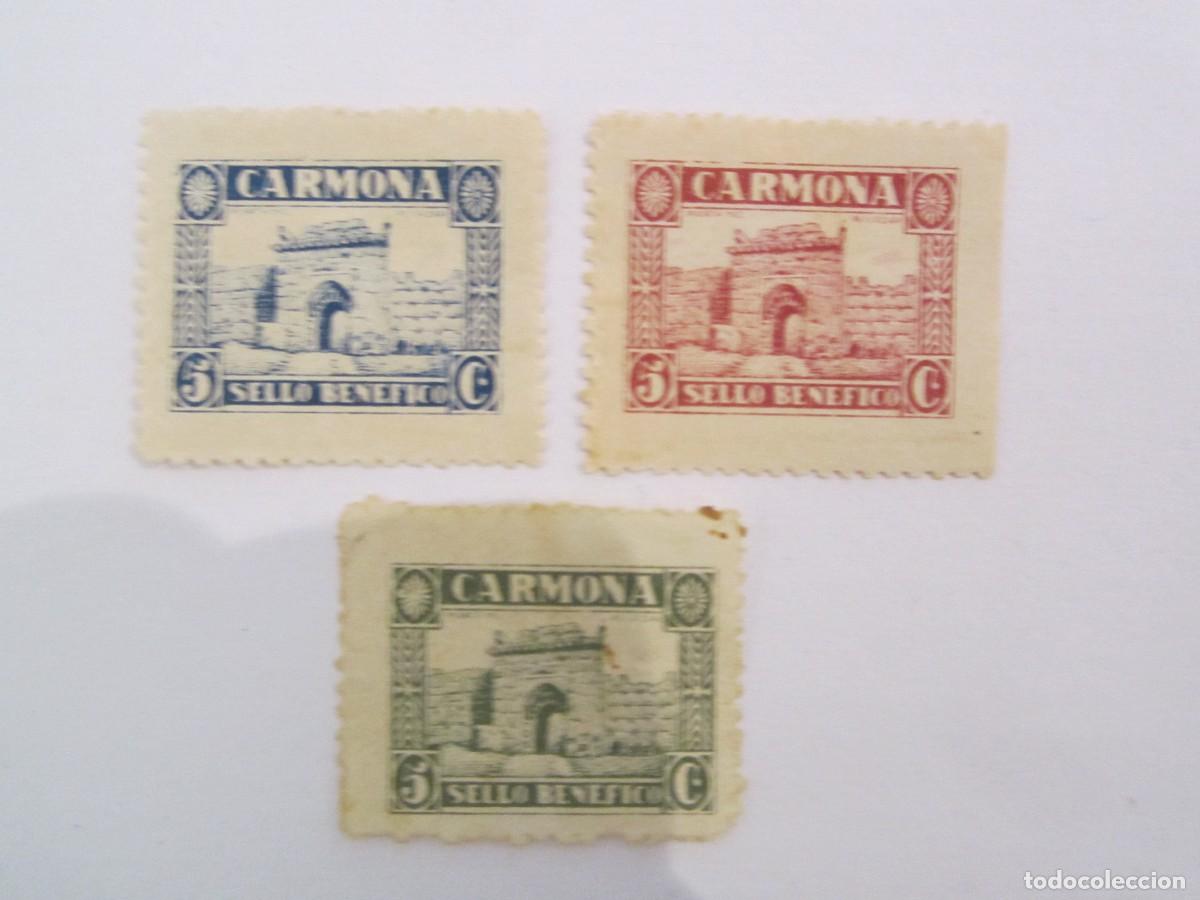 Timbres: LOTE DE 3 SELLOS BENEFICOS CARMONA S/C