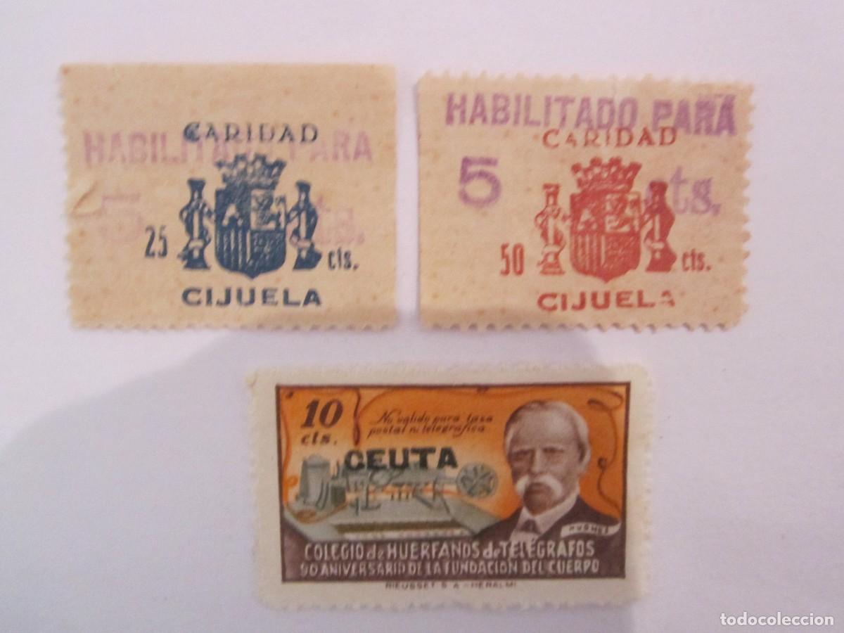 Timbres: LOTE DE 3 SELLOS BENEFICOS 2 CIJUELA 1 DE CEUTA S/C