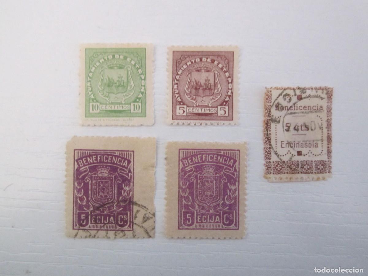 Timbres: LOTE DE 5 SELLOS BENEFICOS ECIJA, ESTEPONA ENCINA SOLA 3 SIN S/C